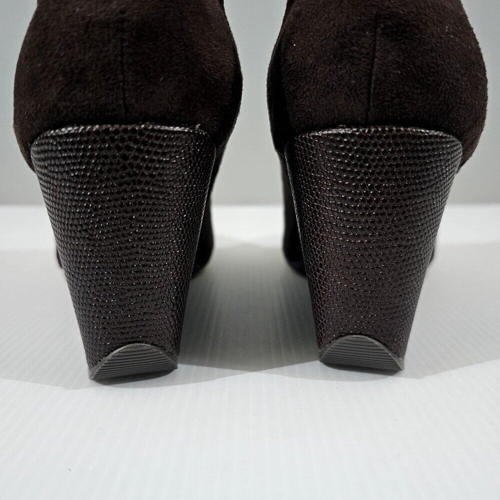 Donald Pliner Tanah Wedge Bootie Womens 9.5 Brown Stretch Suede Shootie Fall - Picture 7 of 14